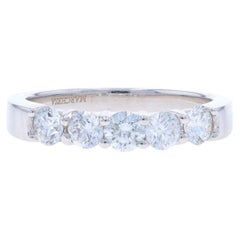 White Gold Diamond Five-Stone Anniversary Wedding Band 14k Rd 1.00ctw Ring 6 3/4