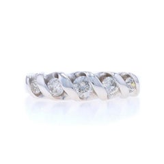 White Gold Diamond Five-Stone Band - 14k Round .50ctw Wedding Anniversary Ring