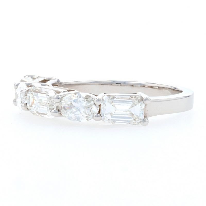 For Sale:  White Gold Diamond Five-Stone Band 18k Emerald 2.39ctw Wedding Anniversary Ring 3