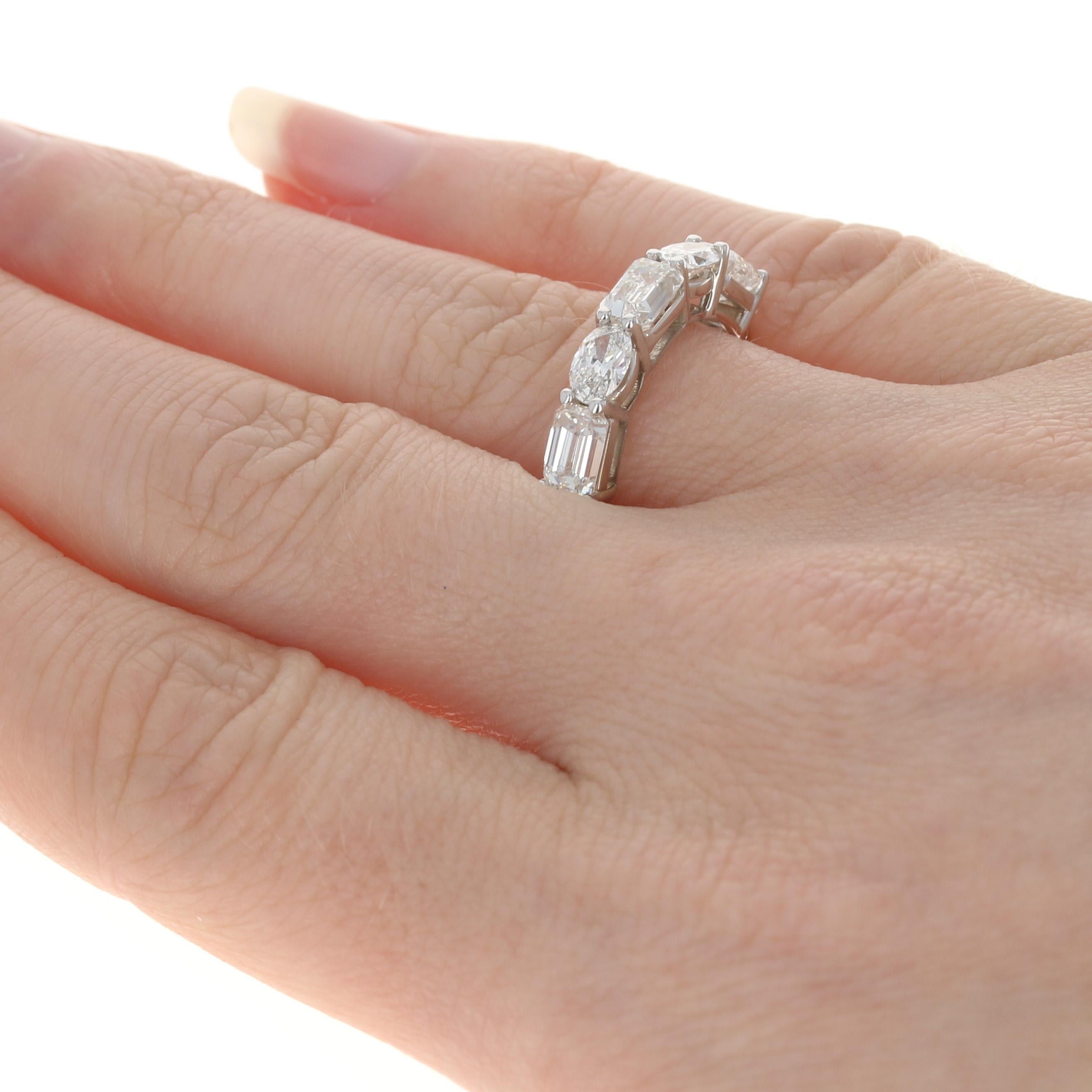 For Sale:  White Gold Diamond Five-Stone Band 18k Emerald 2.39ctw Wedding Anniversary Ring 4