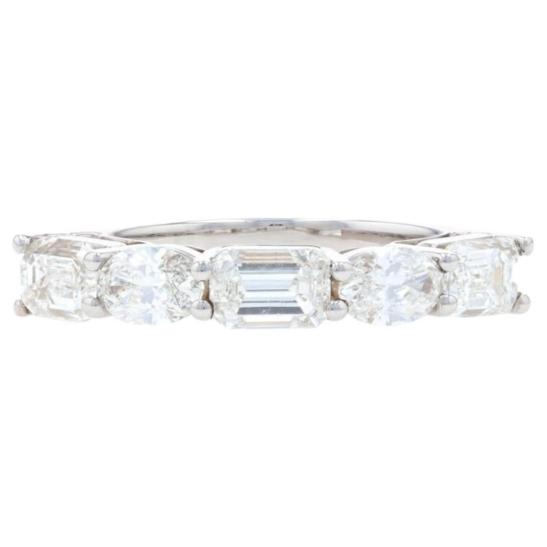 White Gold Diamond Five-Stone Band 18k Emerald 2.39ctw Wedding Anniversary Ring