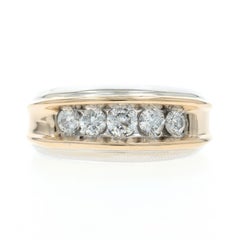 Weißgold Diamant Fünf Stein Herrenband 14k Runde Brillant 1,00ctw Ring 10 1/2