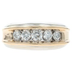 Anello da uomo in oro bianco con diamante a cinque pietre 14k Brilliante rotondo 1.00ctw 10 1/2