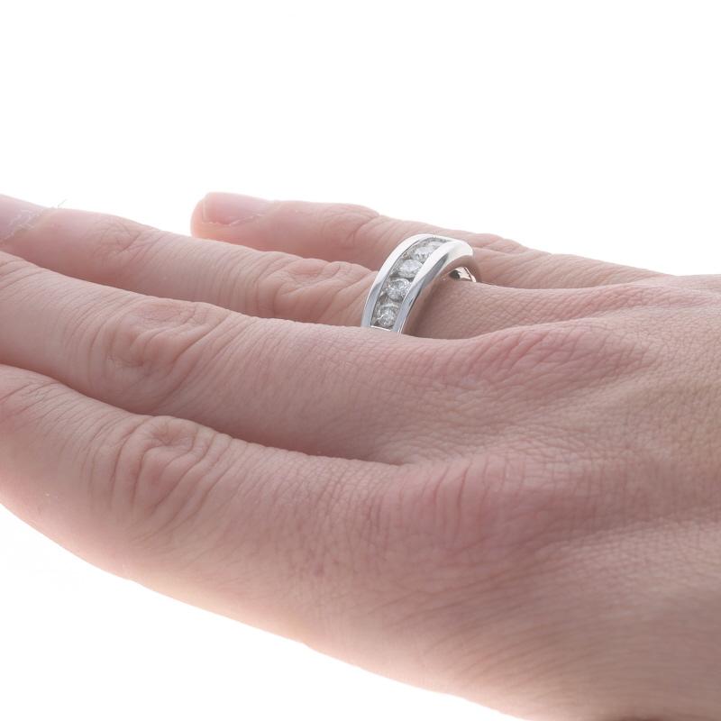 White Gold Diamond Five-Stone Men's Wedding Band - 14k Round Brilliant .76ctw Fi In Excellent Condition For Sale In Greensboro, NC