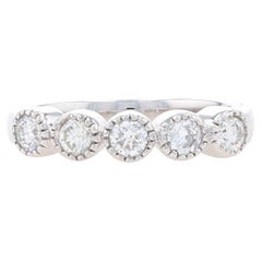 White Gold Diamond Five-Stone Wedding Band 14k Round .60ctw Anniversary Ring