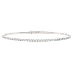 Flex Armreif aus Weißgold mit Diamanten 6 1/2" -14k rundem Brillanten 1,00ctw Oval