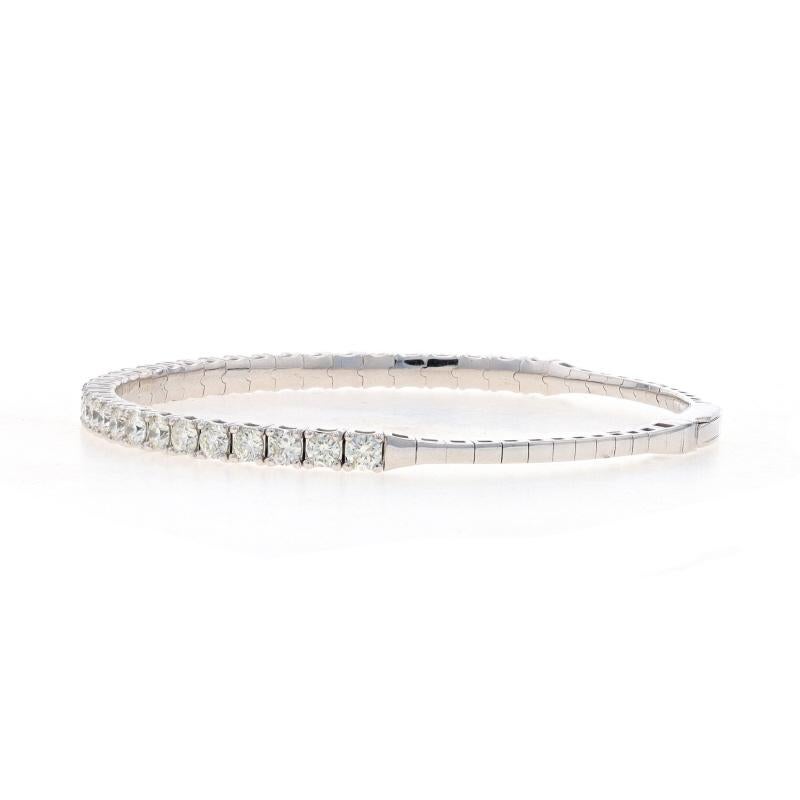 Round Cut White Gold Diamond Flex Bangle Bracelet 6 1/2