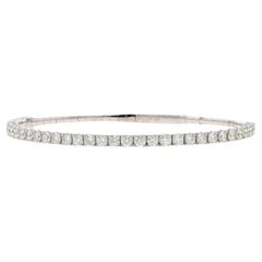 White Gold Diamond Flex Bangle Bracelet 6 1/2" - 14k Round Brilliant 2.91ctw