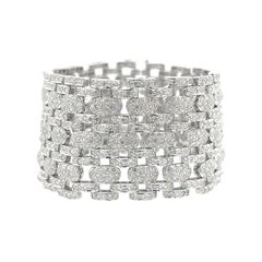 White Gold & Diamond Flexible Wide Link Bracelet
