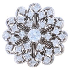 White Gold Diamond Floral Cluster Cocktail Ring - 14k Round Brilliant .67ctw