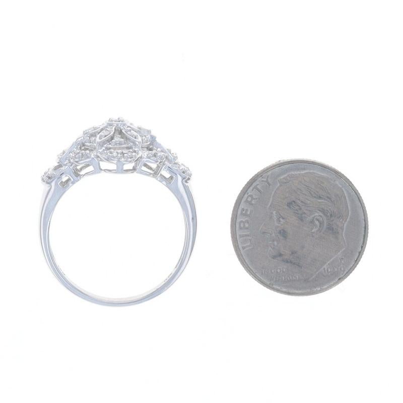 White Gold Diamond Floral Cluster Ring - 14k Single .15ctw For Sale 1