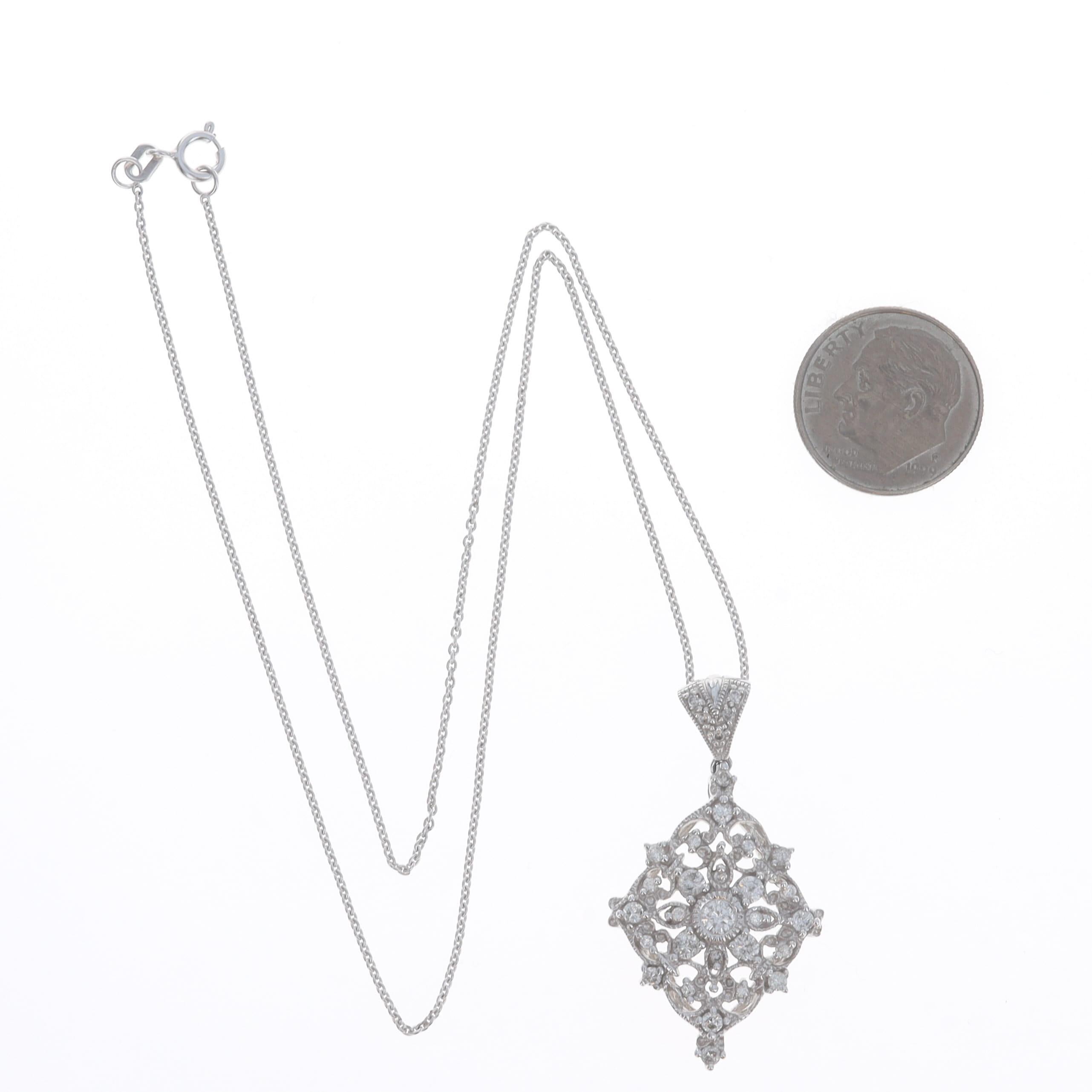Donna Collana a medaglione con fiocco di neve floreale in oro bianco da 16
