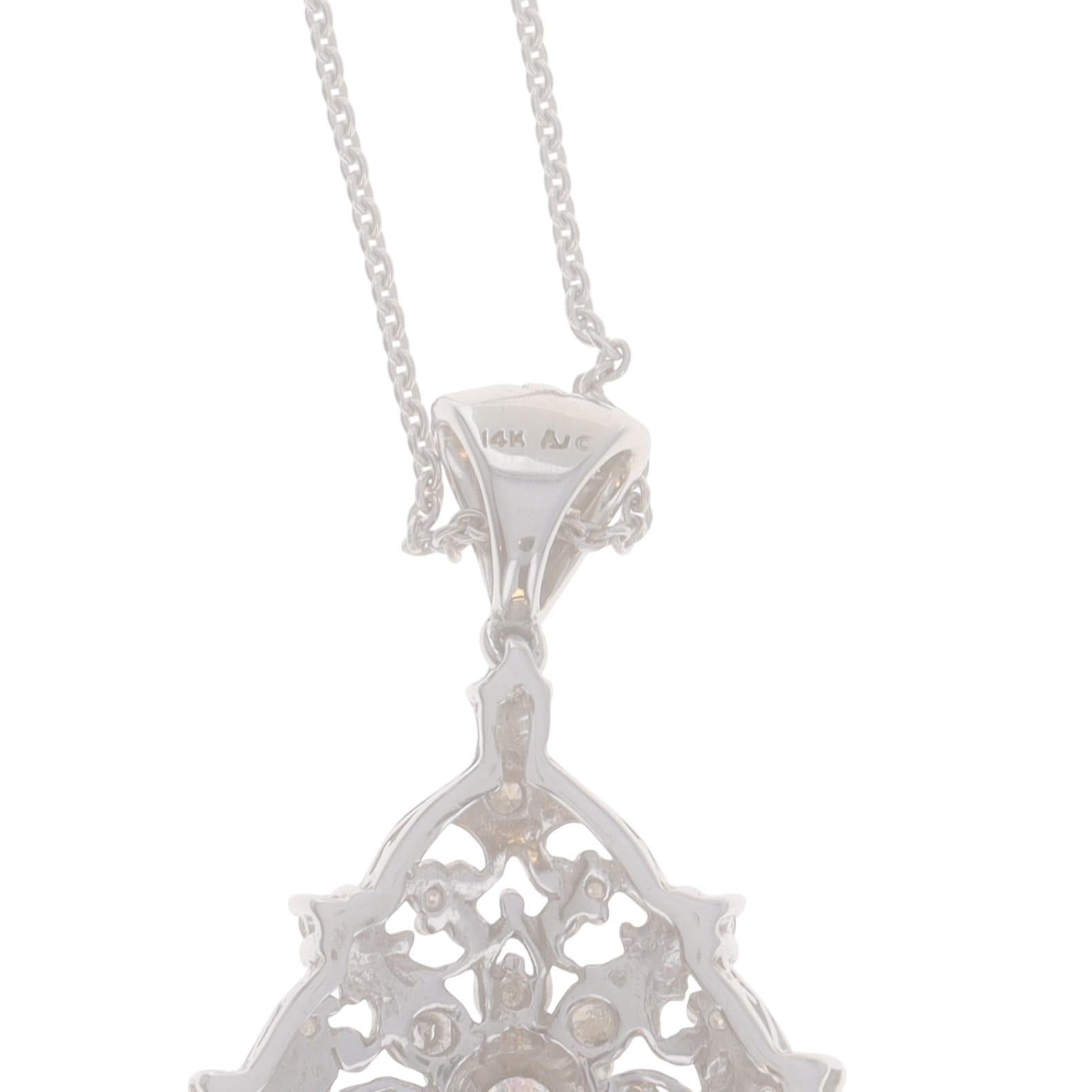 Collana a medaglione con fiocco di neve floreale in oro bianco da 16