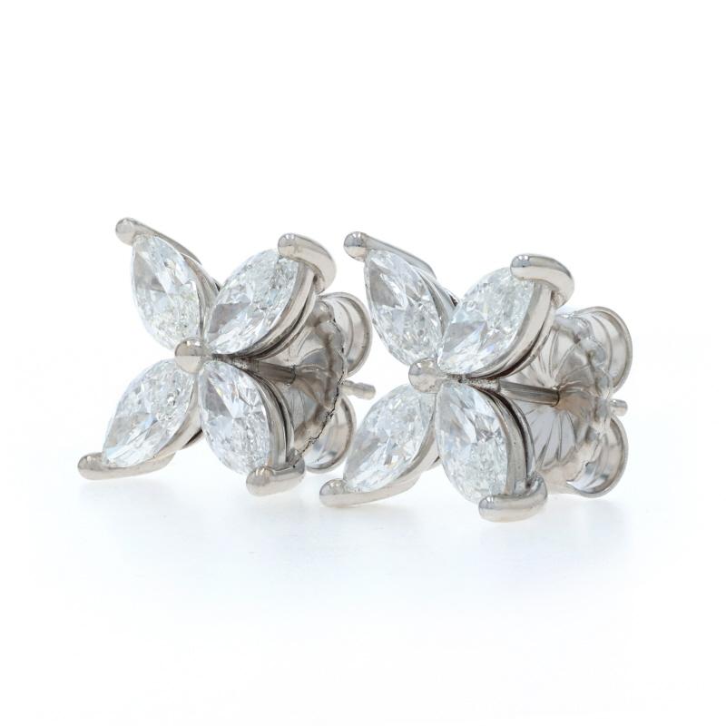 Weißgold Diamond Floral Ohrstecker - 18k Marquise 4,13ctw Blätter durchbohrt im Zustand „Neu“ im Angebot in Greensboro, NC