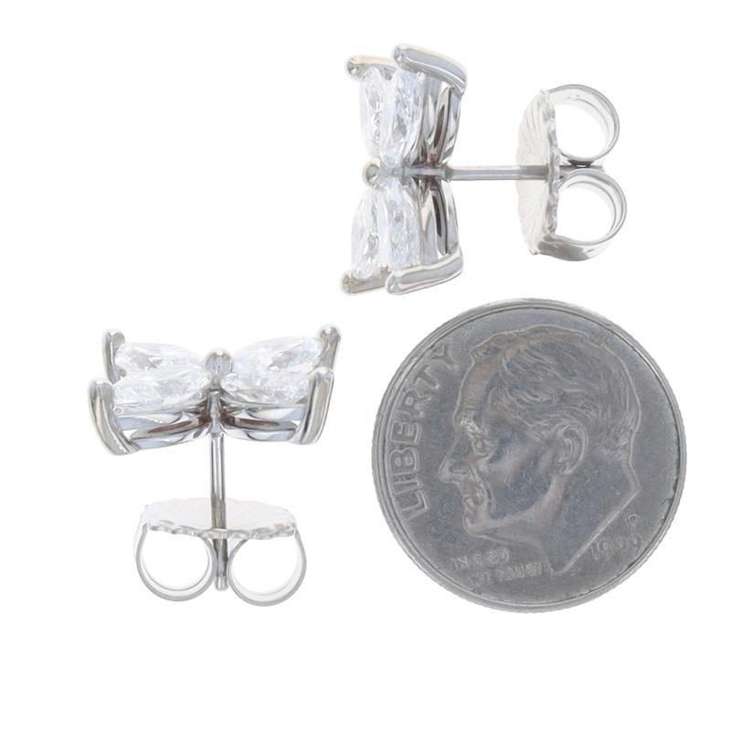 Weißgold Diamond Floral Ohrstecker - 18k Marquise 4,13ctw Blätter durchbohrt Damen im Angebot