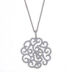 Collier pendentif Vine à volutes en or blanc 18" - 18k Rnd 1,21 carat