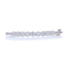 White Gold Diamond Flower Bangle Bracelet 6 3/4" - 14k Rnd 2.00ctw Halo Cluster