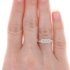 White Gold Diamond Flower Cluster Halo Ring, 10k Round Cut .30ctw Engagement