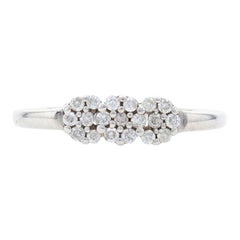 Vintage White Gold Diamond Flower Cluster Halo Ring, 10k Round Cut .30ctw Engagement