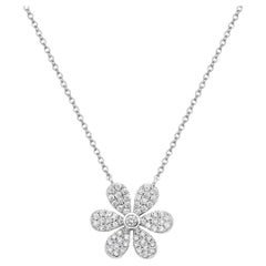 Pendentif fleur en or blanc et diamant