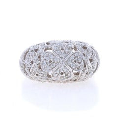 White Gold Diamond Four-Leaf Clover Cluster Cocktail Dome Band 9k 1.00ctw Ring
