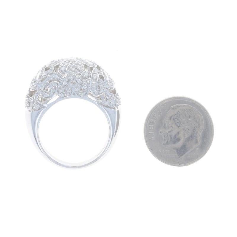 Women's White Gold Diamond Four-Leaf Clover Cluster Cocktail Dome Band 9k 1.00ctw Ring For Sale