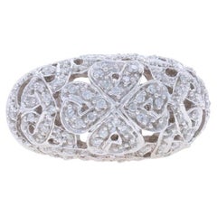 White Gold Diamond Four-Leaf Clover Cluster Cocktail Dome Band 9k 1.00ctw Ring