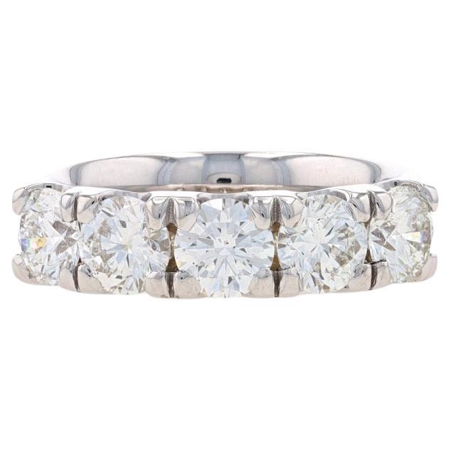 White Gold Diamond French Set Five-Stone Band 18k 2.54ctw GIA Wedding Anniv Ring For Sale