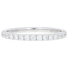 White Gold Diamond French Set Wedding Band, 14k Round Brilliant .27 Carat Ring