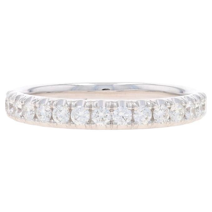 White Gold Diamond French Set Wedding Band - 14k Round Brilliant .27ctw Ring For Sale
