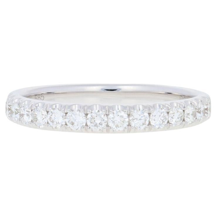 White Gold Diamond French Set Wedding Band - 14k Round Brilliant .49ctw Ring For Sale
