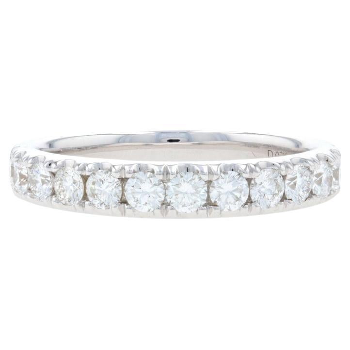 White Gold Diamond French Set Wedding Band, 14k Round Brilliant .79ctw Ring For Sale