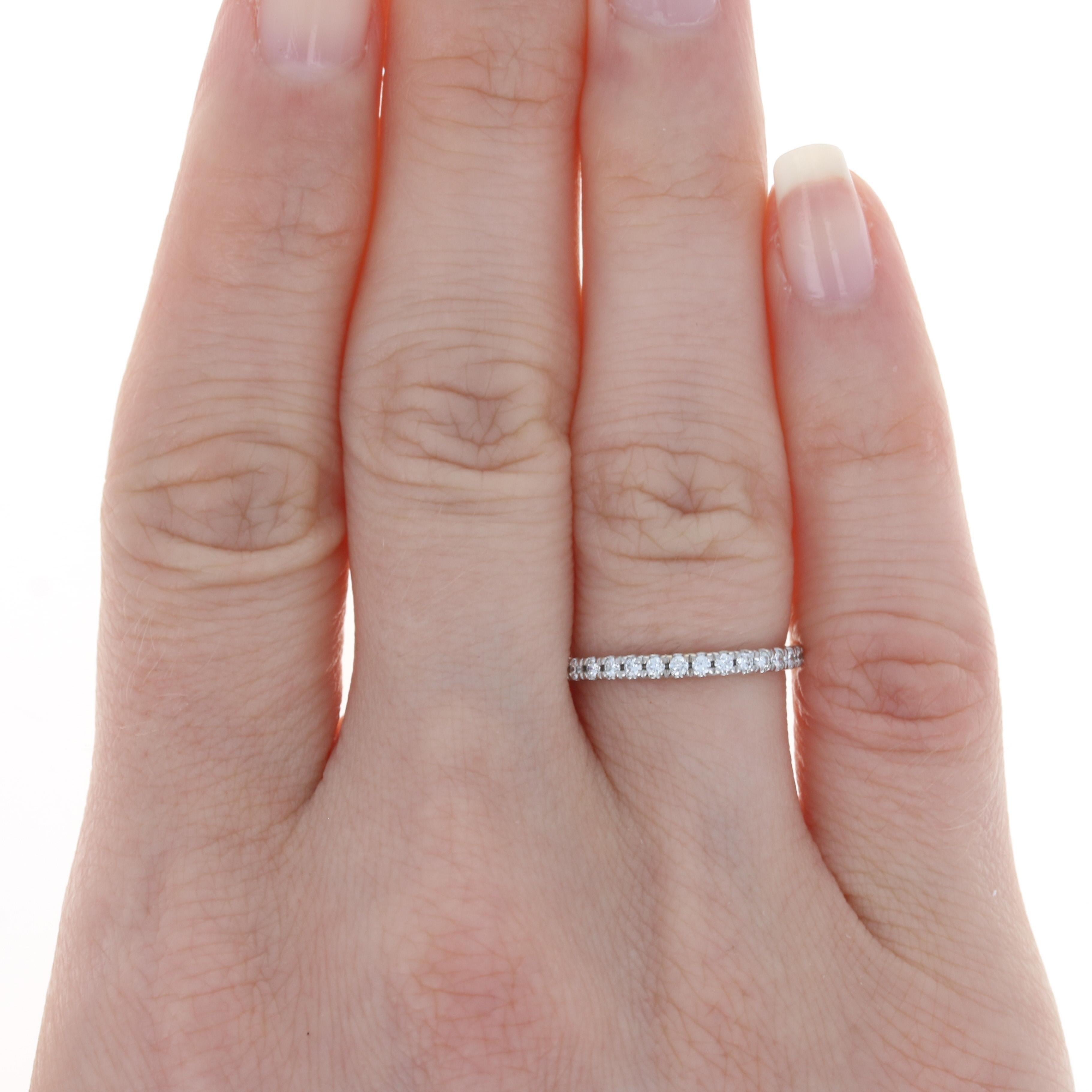 For Sale:  White Gold Diamond French Set Wedding Band, 14k Round Cut .22ctw Stackable Ring 2