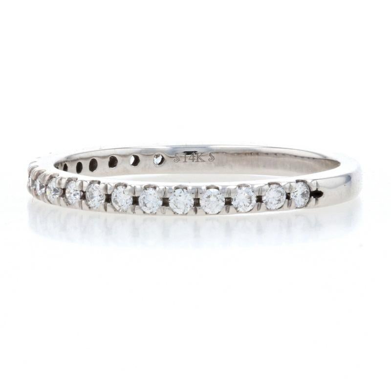 For Sale:  White Gold Diamond French Set Wedding Band, 14k Round Cut .22ctw Stackable Ring 3
