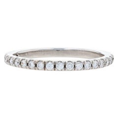 Vintage White Gold Diamond French Set Wedding Band, 14k Round Cut .22ctw Stackable Ring