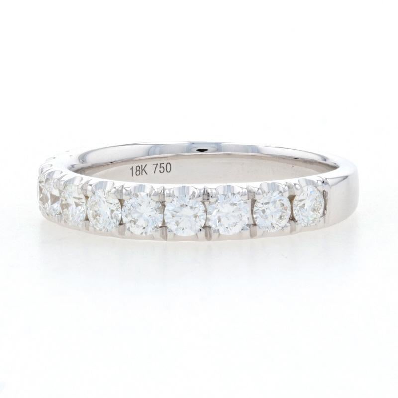 Round Cut White Gold Diamond French Set Wedding Band - 18k Round Brilliant .98ctw Ring For Sale