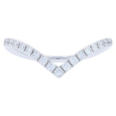 Anello Wishbone in oro bianco con diamanti incastonati, guardia nuziale da .27ctw 14k