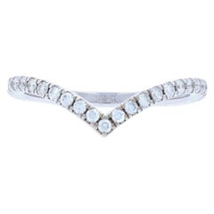 White Gold Diamond French Set Wishbone Ring, 14k .34ctw Wedding Enhancer Guard