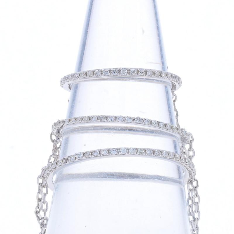 White Gold Diamond Full Finger Ring -14k Single Ct.33ctw Chain Three Bands Sz ~7