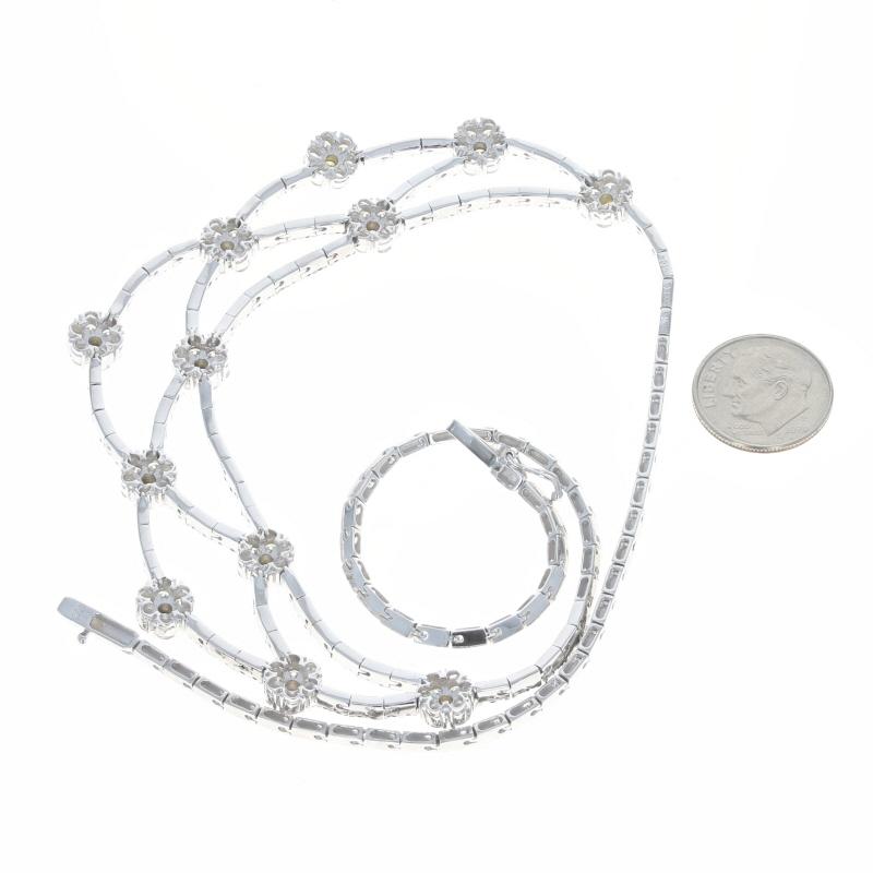 Women's White Gold Diamond Garland Link Choker Necklace 15 1/2