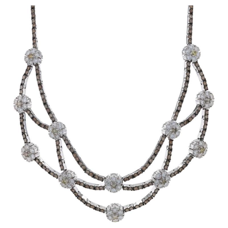 White Gold Diamond Garland Link Choker Necklace 15 1/2" 18k Rnd 7.61ctw Lattice For Sale