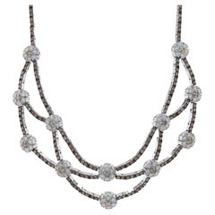 Collier ras du cou en or blanc à maillons en forme de guirlande de diamants 15 1/2" 18k Rnd 7.61ctw Lattice