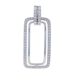 White Gold Diamond Geometric Pendant - 14k Round .50ctw Curved Rectangles