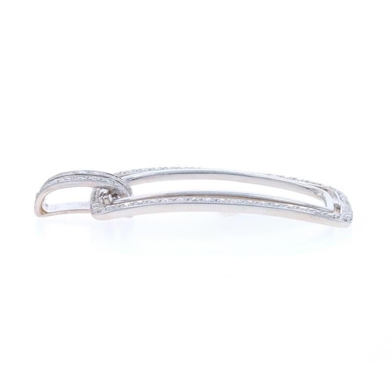Taille ronde Pendentif géométrique en or blanc avec diamants - 14k ronds .50ctw Curved Rectangles en vente