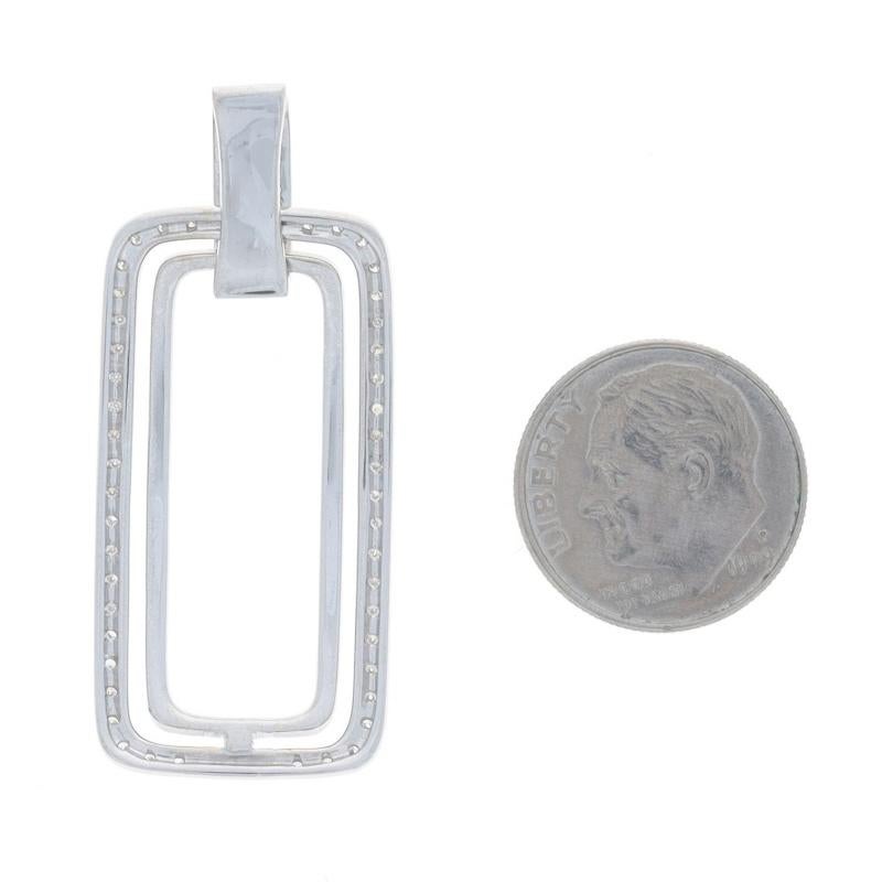 Pendentif géométrique en or blanc avec diamants - 14k ronds .50ctw Curved Rectangles Excellent état - En vente à Greensboro, NC