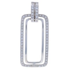 White Gold Diamond Geometric Pendant - 14k Round .50ctw Curved Rectangles