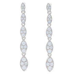 Boucles d'oreilles pendantes en or blanc avec grappes de diamants - 18k Round .62ctw Journey