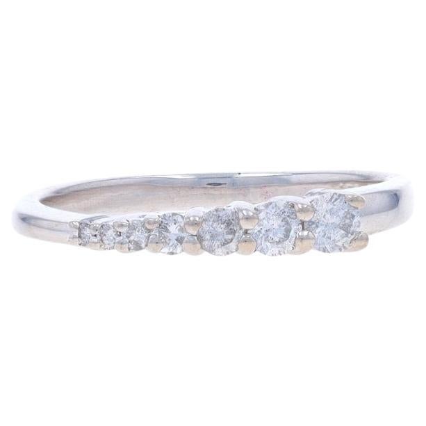 White Gold Diamond Graduated Journey Band 14k Round .25ctw Seven-Stone Love Ring