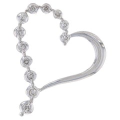 White Gold Diamond Graduated Journey Heart Pendant - 10k Single Cut .10ctw Love