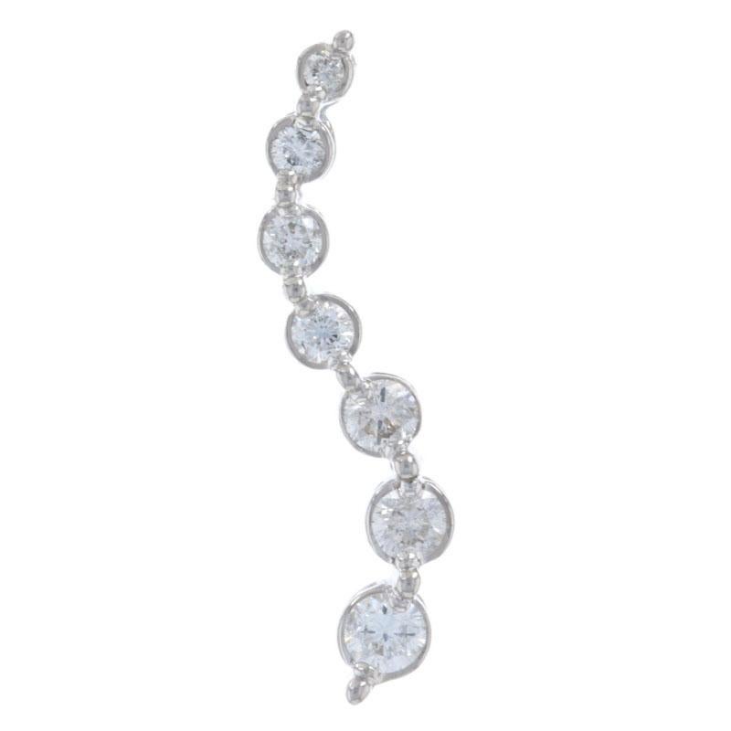 Metal Content: 14k White Gold

Stone Information
Natural Diamonds
Total Carat(s): .25ctw
Cut: Round Brilliant 
Color: G - H
Clarity: SI2 - I1
Diameter Range: 1.2mm - 2.4mm

Style: Graduated Journey  
Theme: Love

Measurements
Tall: 27/32